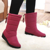 Winter Women Boots Mid-Calf Down Boots Female Waterproof Ladies Snow Boots Girls Winter Shoes Woman Plush Insole Botas Mujer