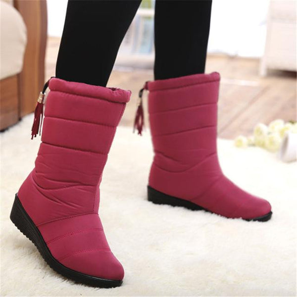 Winter Women Boots Mid-Calf Down Boots Female Waterproof Ladies Snow Boots Girls Winter Shoes Woman Plush Insole Botas Mujer