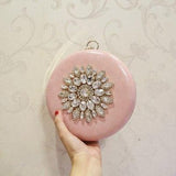 SEKUSA Diamonds Flower Women Pu Fashion Bag Small Day Clutch Evening Bag Crystal Chain Shoulder Handbags For Party Wedding Purse