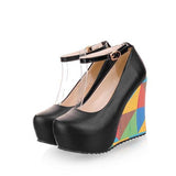 New arrival fashion sexy wedges high heels women pumps PU leather ladies peep toe wedding shoes woman