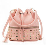 REPRCLA Luxury Brand Women Bucket Bag Fashion Tassel Shoulder Bag High Quality Rivet Messenger Bags Female Crossbody Bag Tote