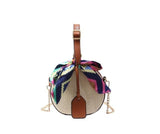 Women Straw Bag Crossbody Bags For Girls Fashion Scarves Round Saddle Bag Rattan Woven Shoulder Messenger Bags Lady Tote Handbag