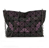 Drop Shipping Luminous Bag women's geometry lattic totes bag High Quilted Chain Shoulder Bags Laser Plain Folding Handbags