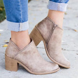 Girl ankle boots vintage square chunky mid heels ladies chaussure women spring autumn shoes woman zapatos mujer sapato