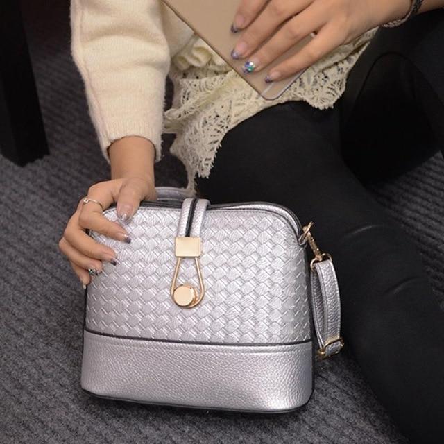 New Ladies fashion braided shoulder bag hobo cross body shell bag women black/ silver/ gold