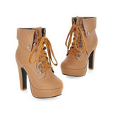 New fashion lace up women ankle boots for women high heels autumn winter motorcycle boots platform shoes female