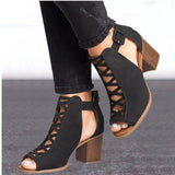 Women Thick Heel Pumps New Sexy Style Women Peep Toe Pumps Flock Leather Autumn Shoes with Zipper Pumps